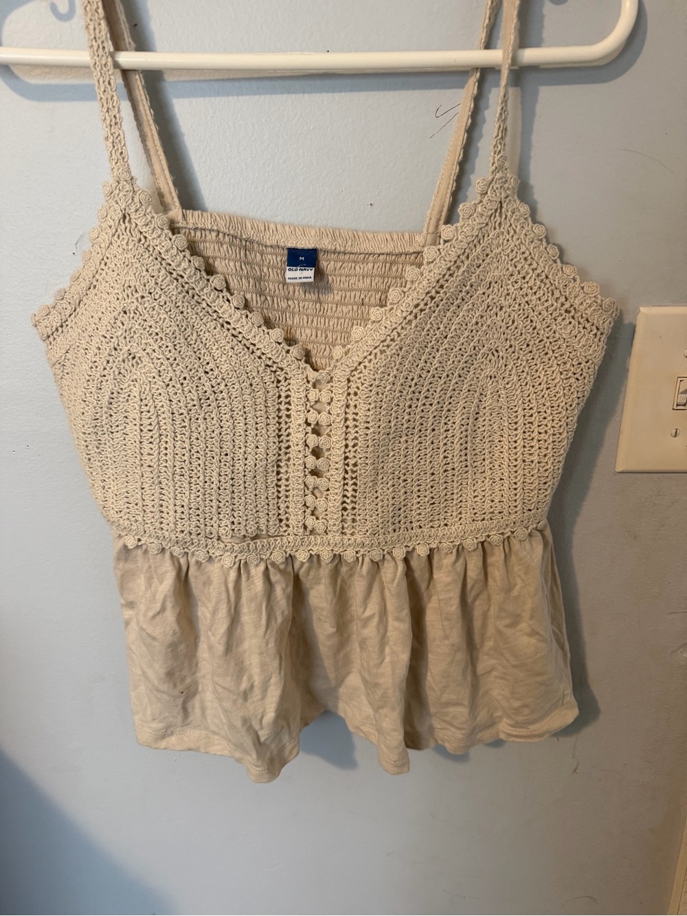 Old Navy Cream Crochet Knit Peplum Camisole